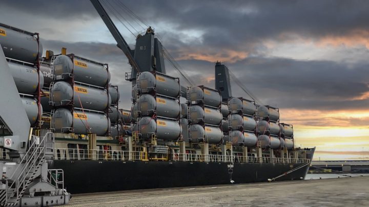 Bertschi tank containers on a deep sea vessel